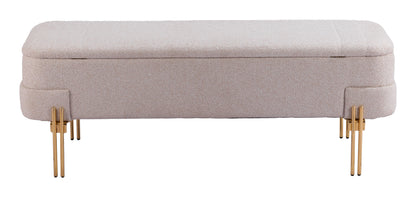 Lebreton Oatmeal Wood and Steel Beige Storage Bench