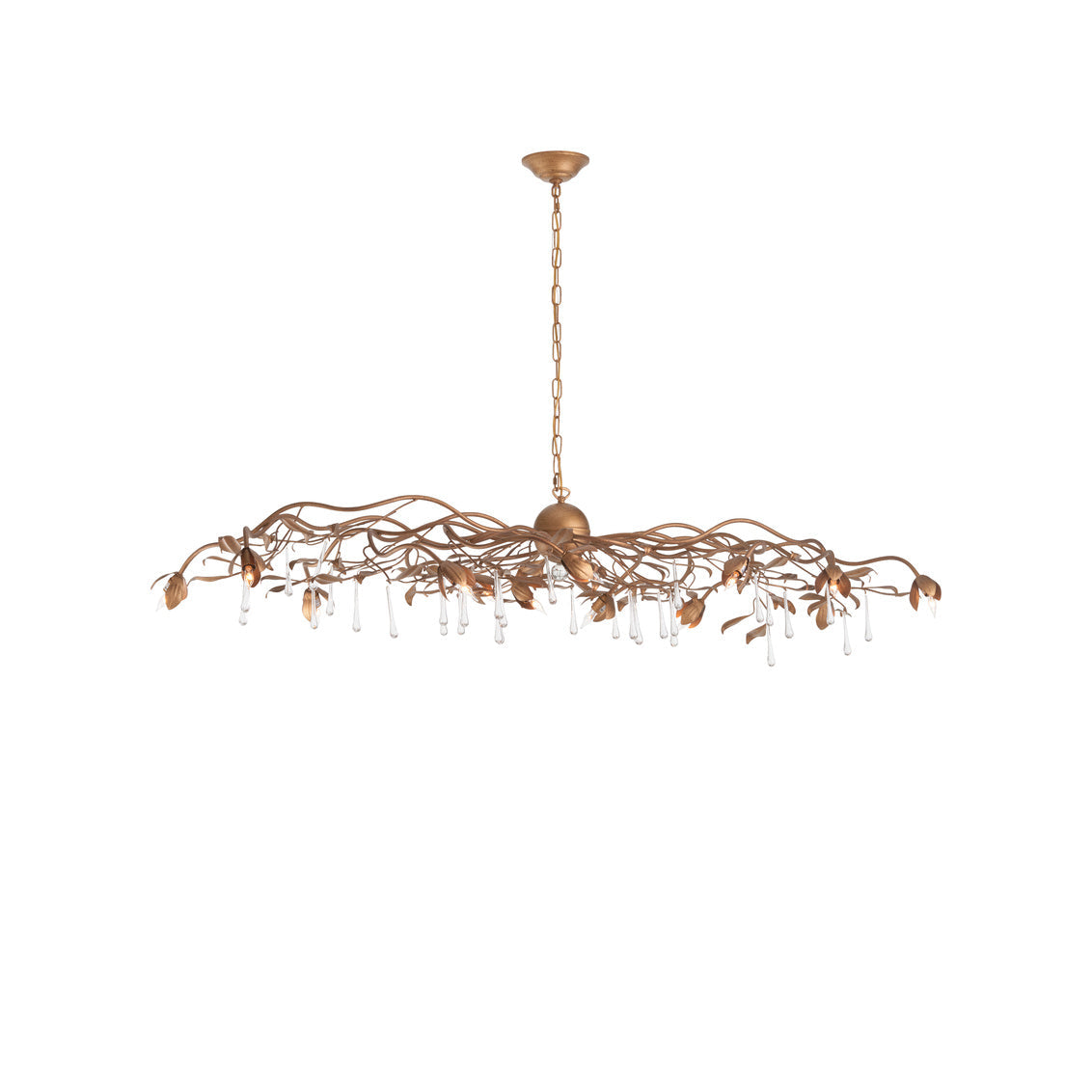 Bay Laurel Leaf Crystal Golden Chandelier
