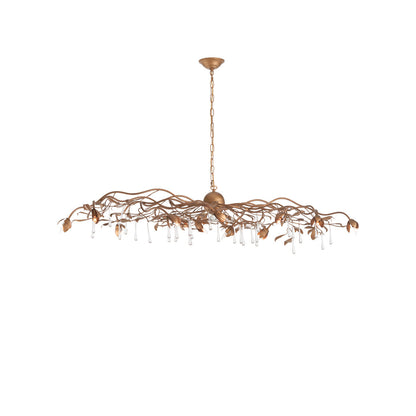 Bay Laurel Leaf Crystal Golden Chandelier
