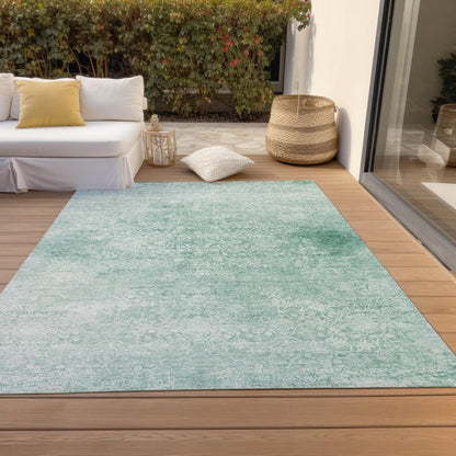 Kaelas Teal Washable Indoor-Outdoor Rug -- teal