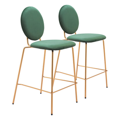 Odessa Steel Green and Gold Counter Stool (Set of 2)