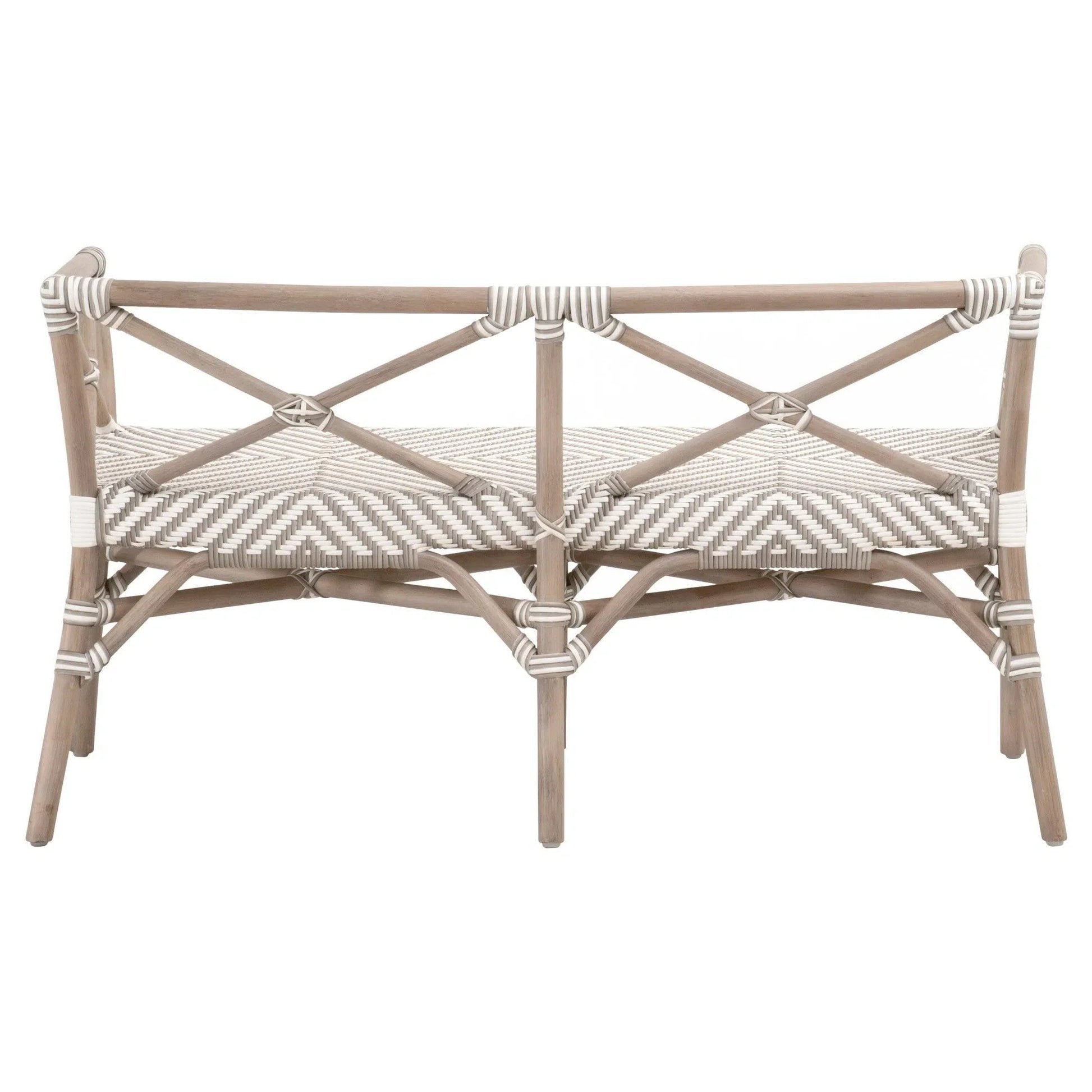 52" Palisades Bench Stone & White Binding Gray Rattan Bedroom Benches LOOMLAN By Essentials For Living