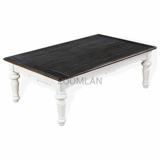 52" Rectangular White and Black Wood Cocktail Coffee Table Coffee Tables Sideboards and Things By Sunny D