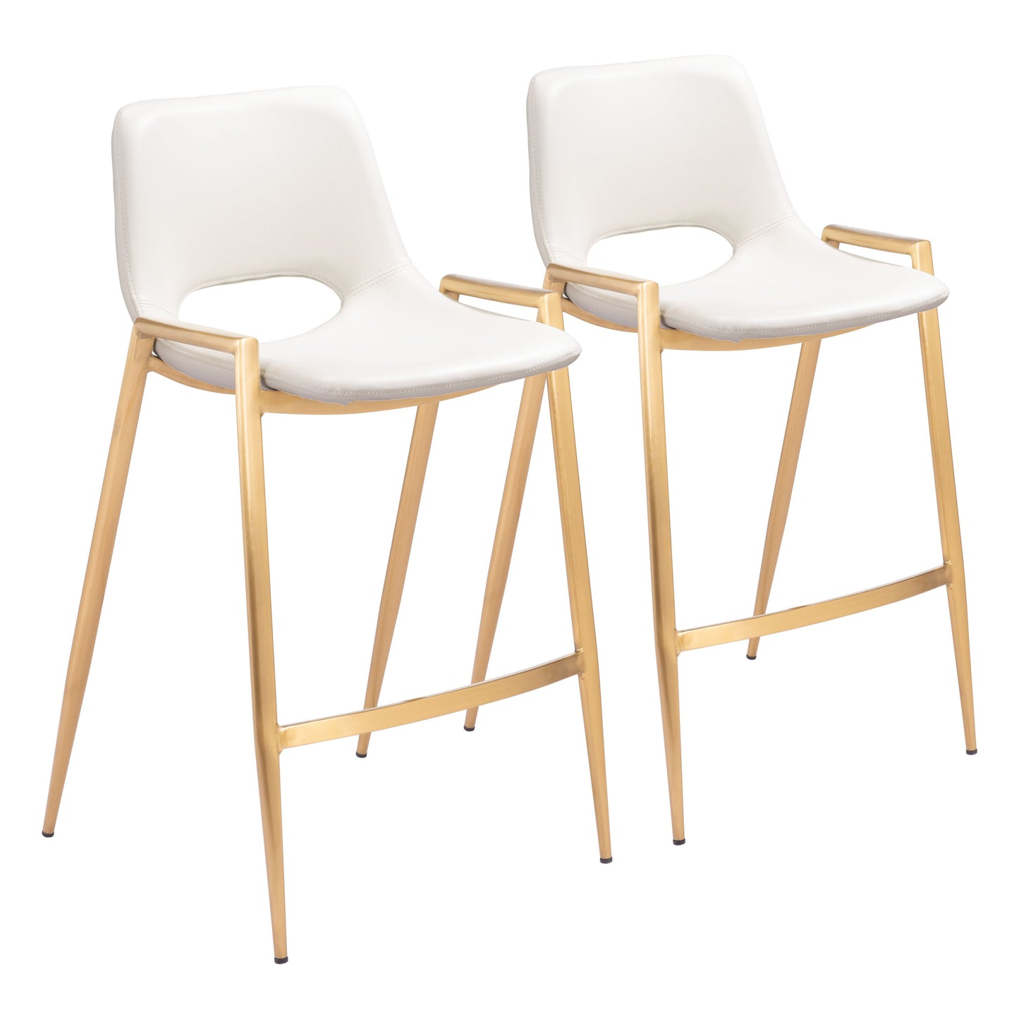 Desi White & Gold Counter Stool (Set of 2)