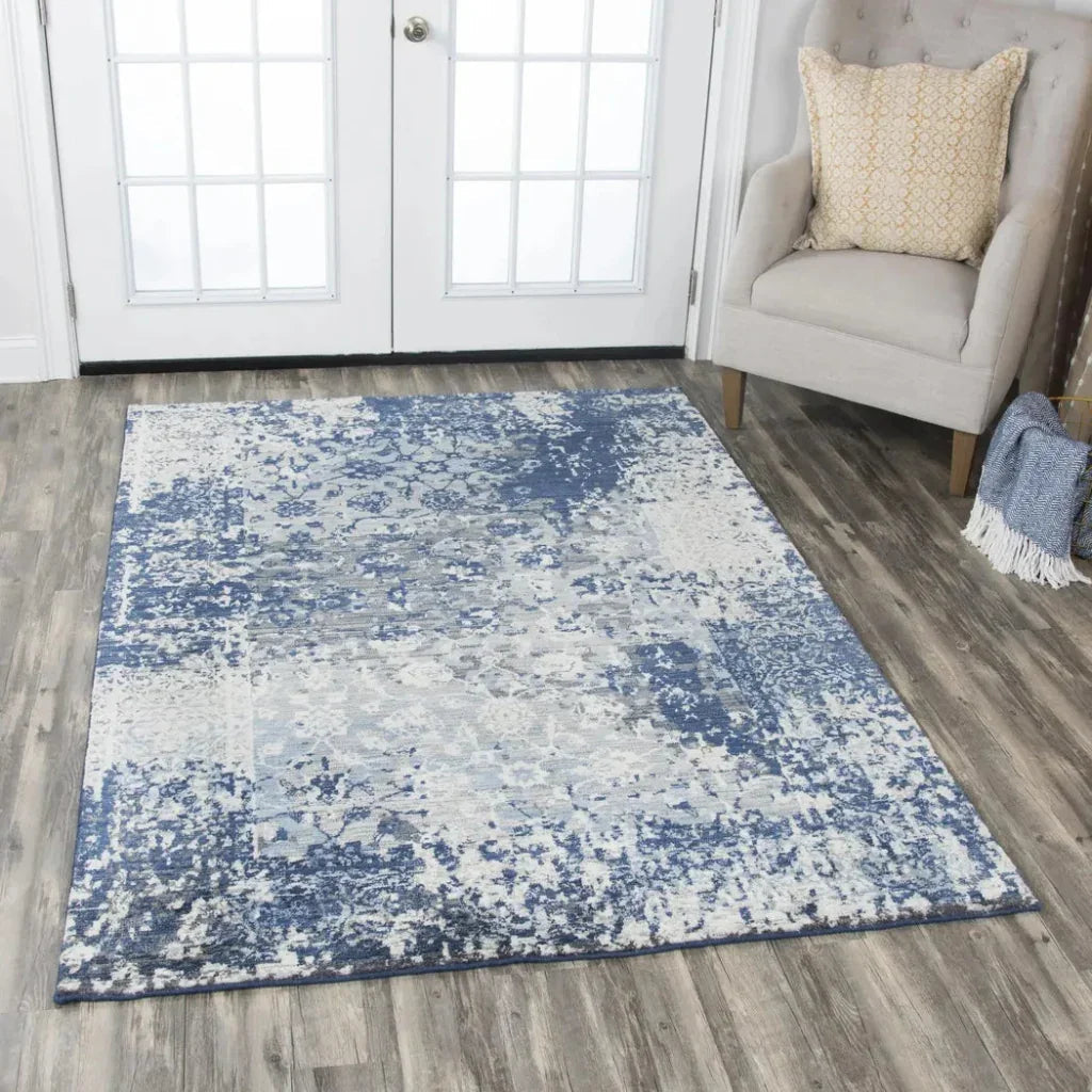 Cron Floral Blue Large Area Rugs For Living Room -- blue
