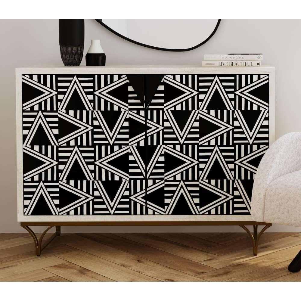 Martina Wood and Resin Black Bar Cabinet - Heirloom Quality Wood - view 3