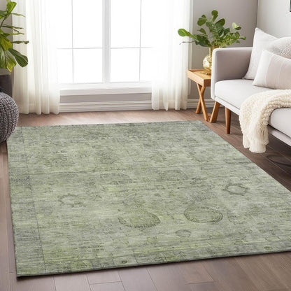 Laeanor Green Washable Indoor-Outdoor Rug -- green