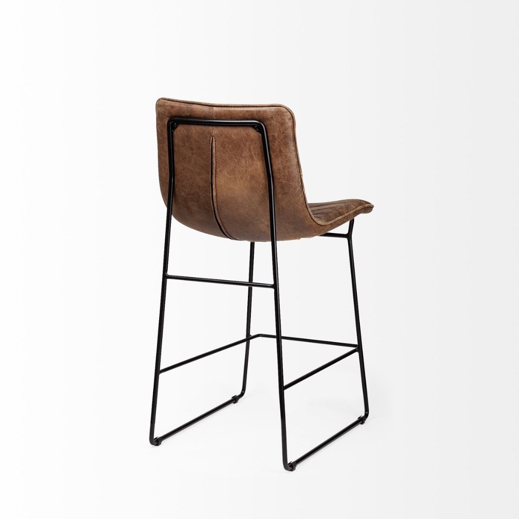 Meritt 37"H Brown Leather High-Back Bar Stool -- Brown