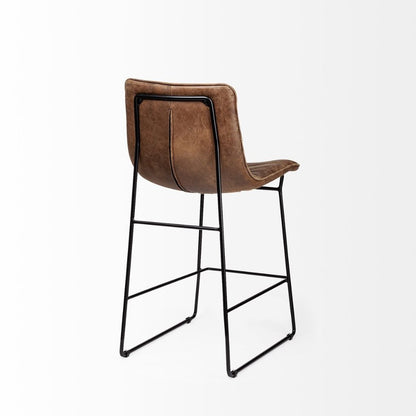 Meritt 37"H Brown Leather High-Back Bar Stool -- Brown