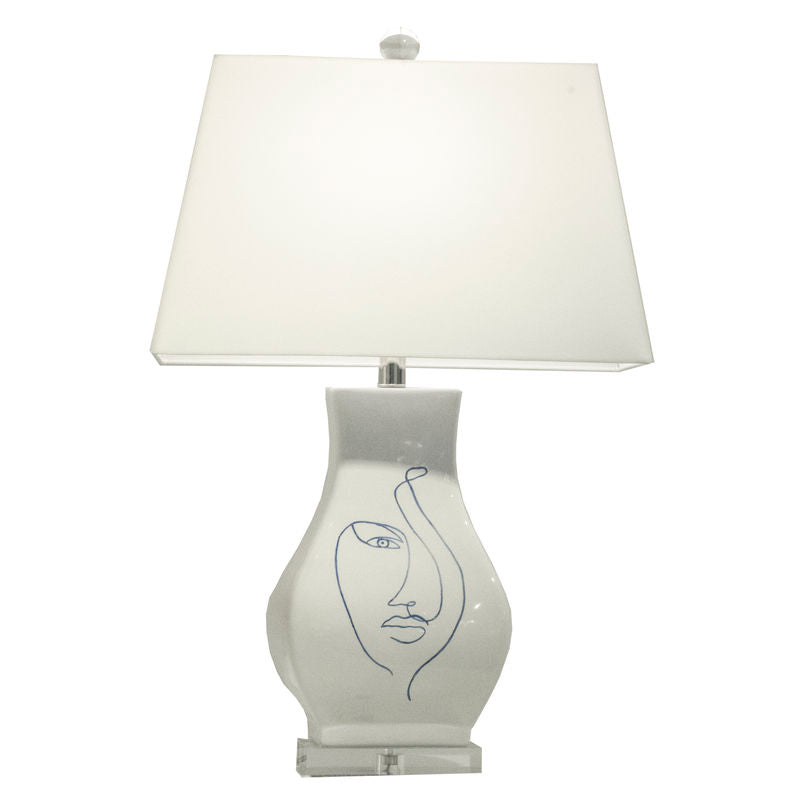 Abstract Portrait Glazed Ceramic Table Lamp-Table Lamps-Wildwood-Right Facing-LOOMLAN