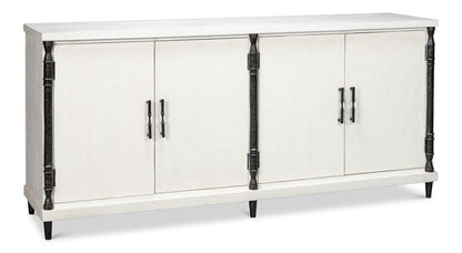 Elegance Wood and Iron White Credenza