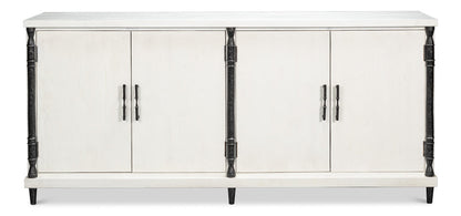 Elegance Wood and Iron White Credenza