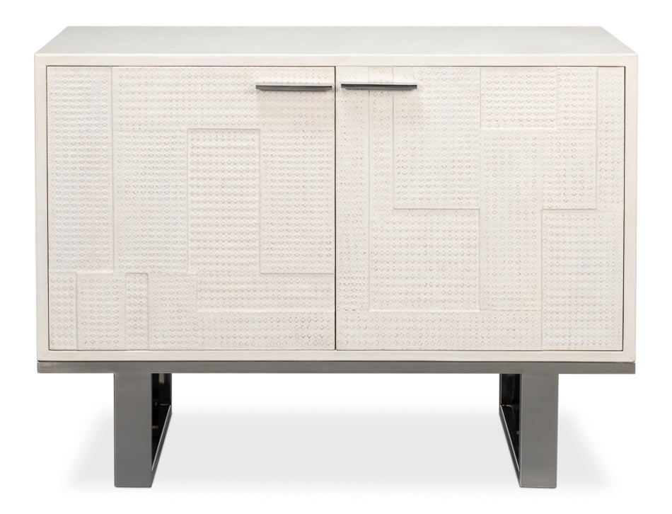 Bronzini White Leather Cover Cabinet