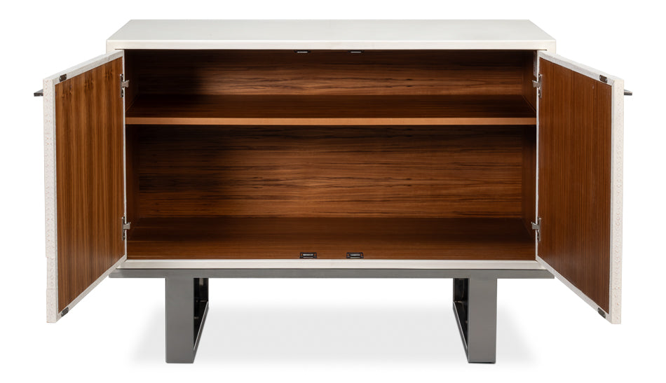 Bronzini White Leather Cover Cabinet