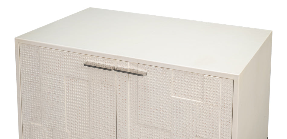 Bronzini White Leather Cover Cabinet