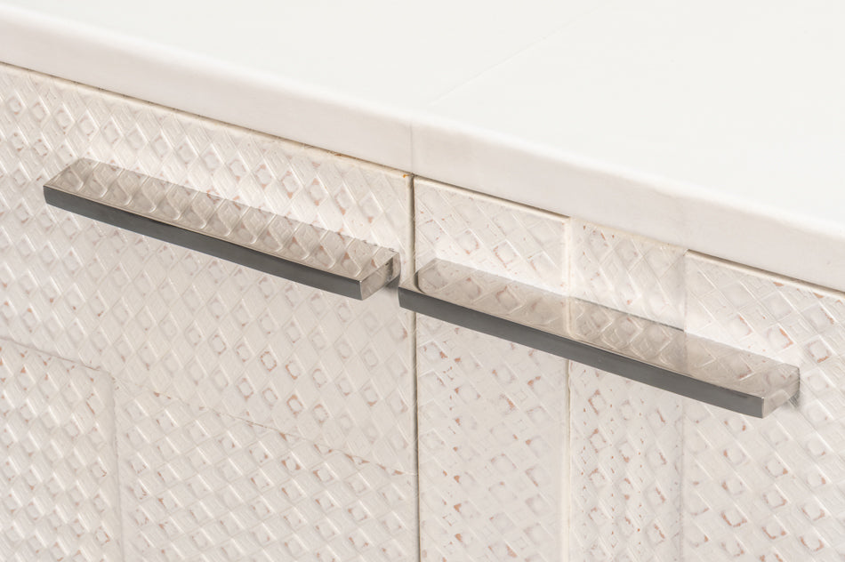 Bronzini White Leather Cover Cabinet
