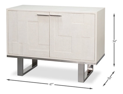 Bronzini White Leather Cover Cabinet