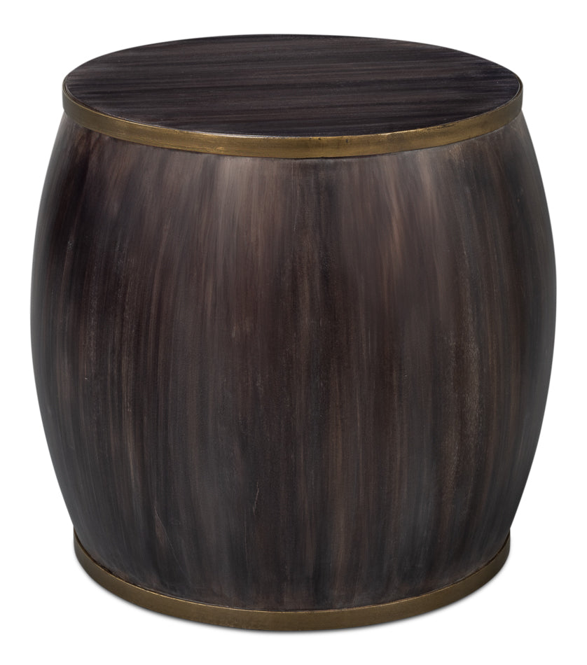 Details Acacia Wood Dark Brown Round Side Table