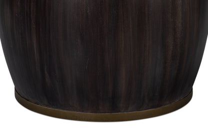 Details Acacia Wood Dark Brown Round Side Table