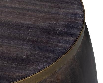 Details Acacia Wood Dark Brown Round Side Table