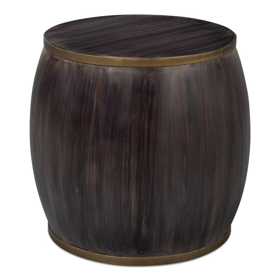 Details Acacia Wood Dark Brown Round Side Table