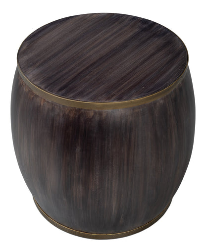 Details Acacia Wood Dark Brown Round Side Table