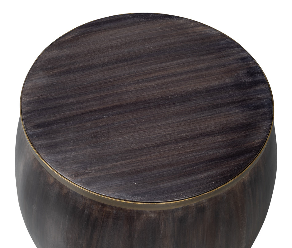 Details Acacia Wood Dark Brown Round Side Table