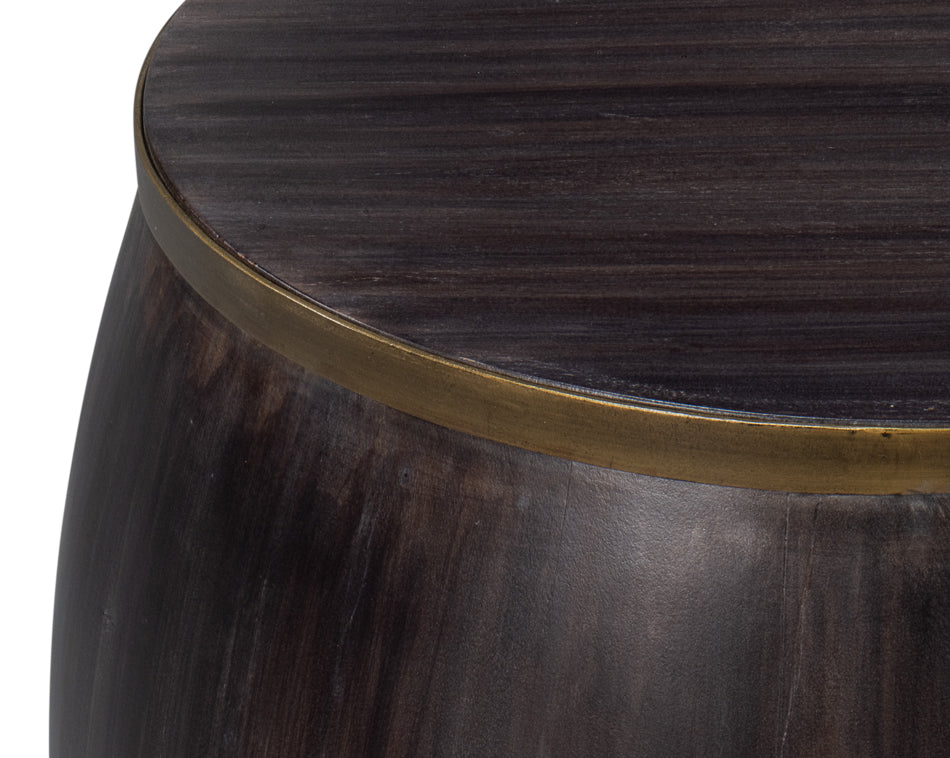 Details Acacia Wood Dark Brown Round Side Table