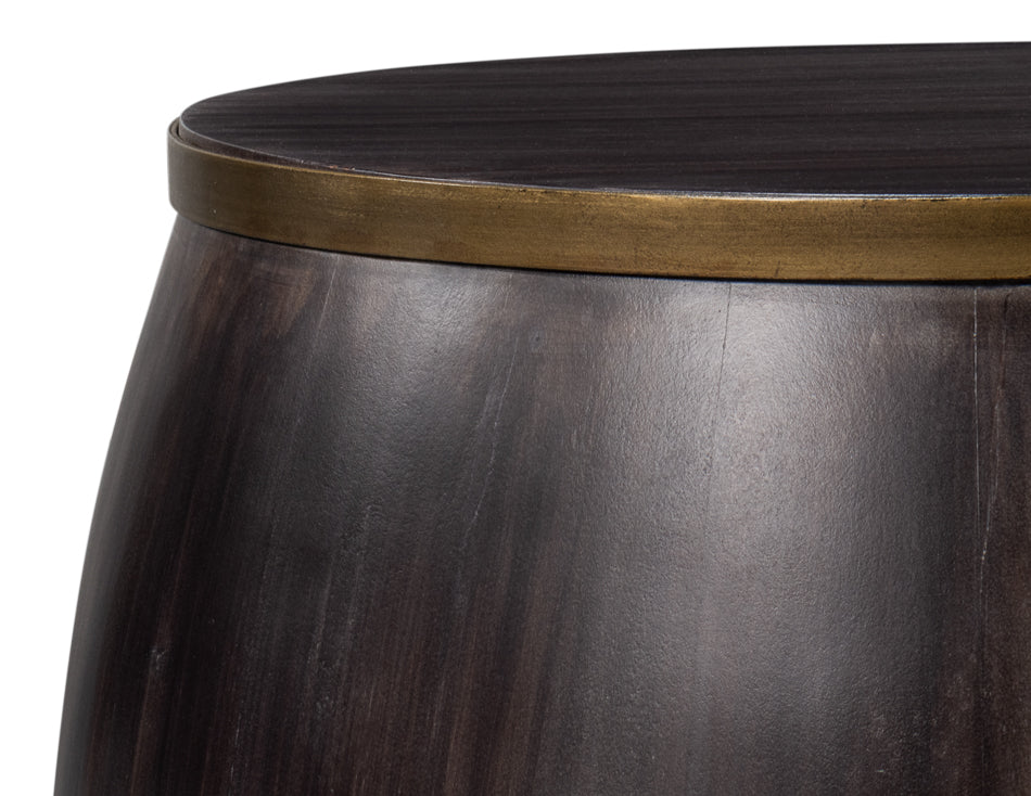 Details Acacia Wood Dark Brown Round Side Table