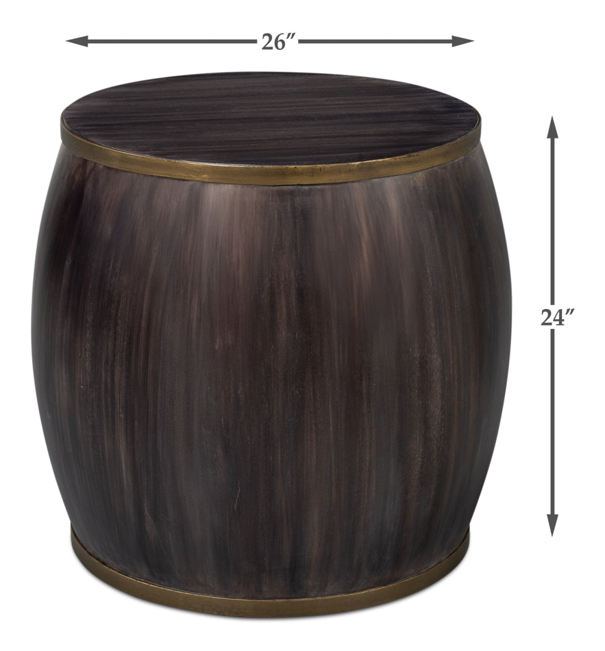 Details Acacia Wood Dark Brown Round Side Table