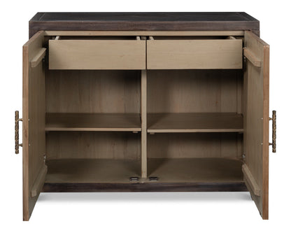 Details Acacia Wood Dark Brown 2 Door Credenza