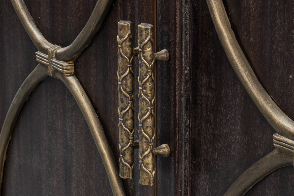 Details Acacia Wood Dark Brown Credenza