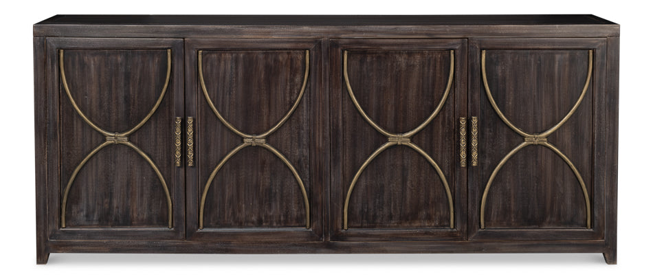 Details Acacia Wood Dark Brown Credenza