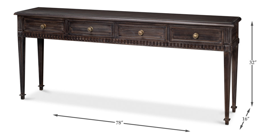 Details Acacia Wood Dark Brown Rectangular Console Table