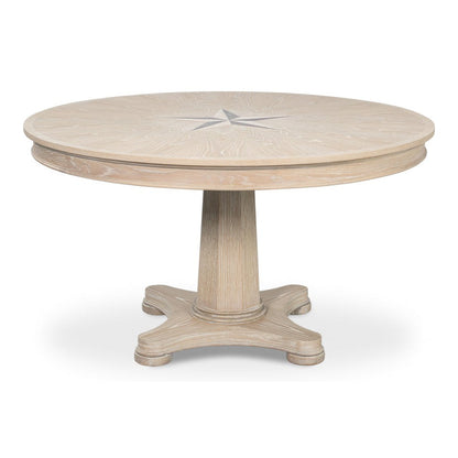 Samuel Oak Wood Beige Round Dining Table