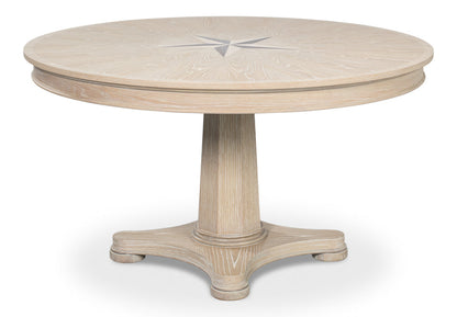 Samuel Oak Wood Beige Round Dining Table