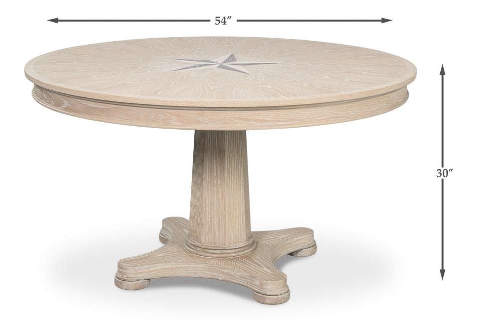 Samuel Oak Wood Beige Round Dining Table