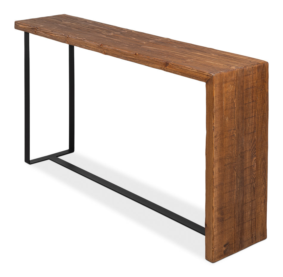 Kai Edge Reclaimed Pine and Iron Brown Rectangular Console Table