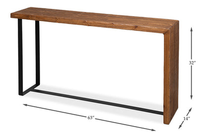 Kai Edge Reclaimed Pine and Iron Brown Rectangular Console Table