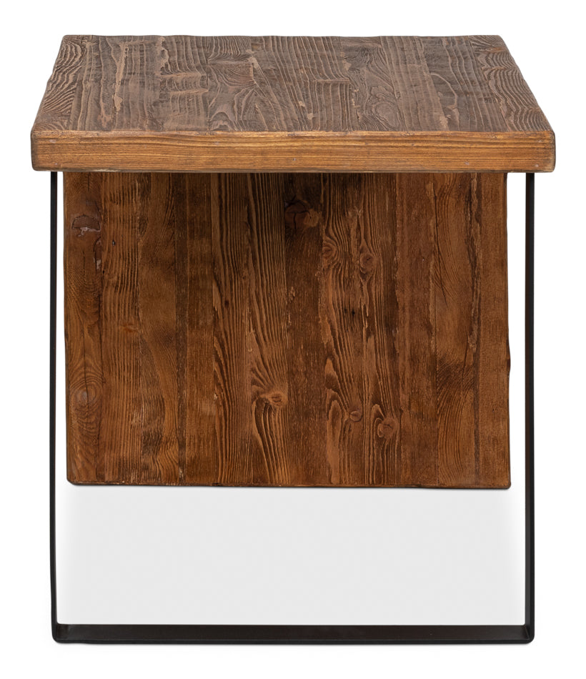 Kai Edge Reclaimed Pine and Iron Brown Rectangular Side Table