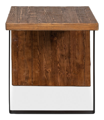 Kai Edge Reclaimed Pine and Iron Brown Rectangular Side Table