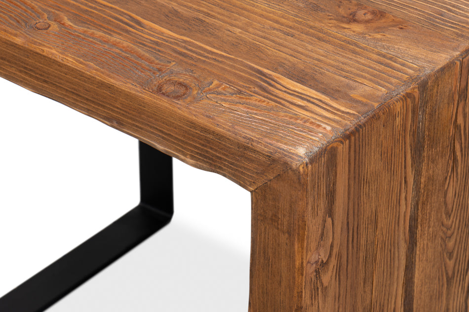 Kai Edge Reclaimed Pine and Iron Brown Rectangular Side Table