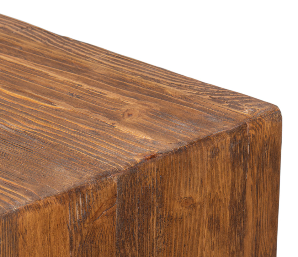 Kai Edge Reclaimed Pine and Iron Brown Rectangular Side Table