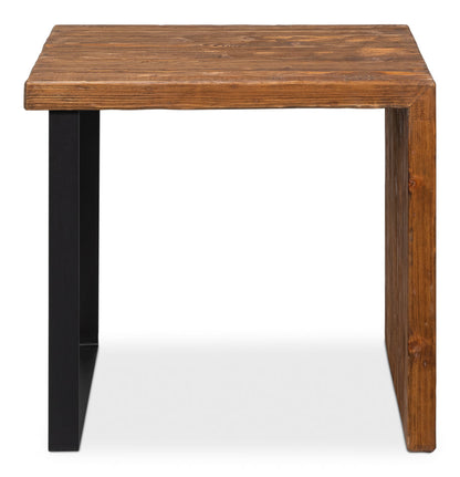 Kai Edge Reclaimed Pine and Iron Brown Rectangular Side Table