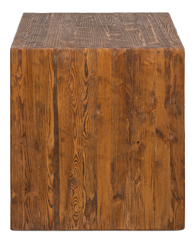 Kai Edge Reclaimed Pine and Iron Brown Rectangular Side Table