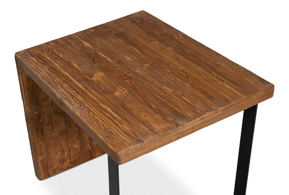 Kai Edge Reclaimed Pine and Iron Brown Rectangular Side Table