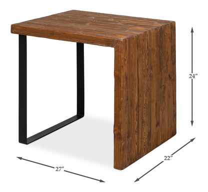 Kai Edge Reclaimed Pine and Iron Brown Rectangular Side Table