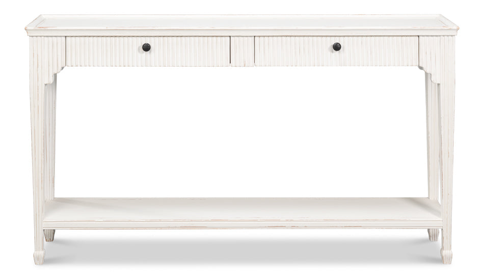 Jude Bungalow Pine White Rectangular Console Table