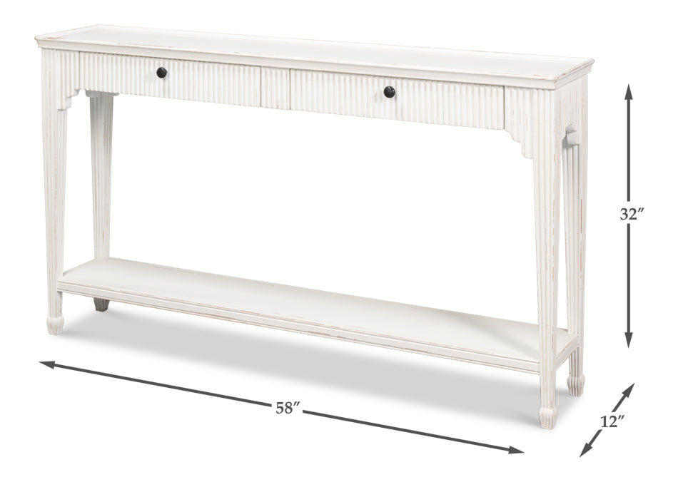 Jude Bungalow Pine White Rectangular Console Table