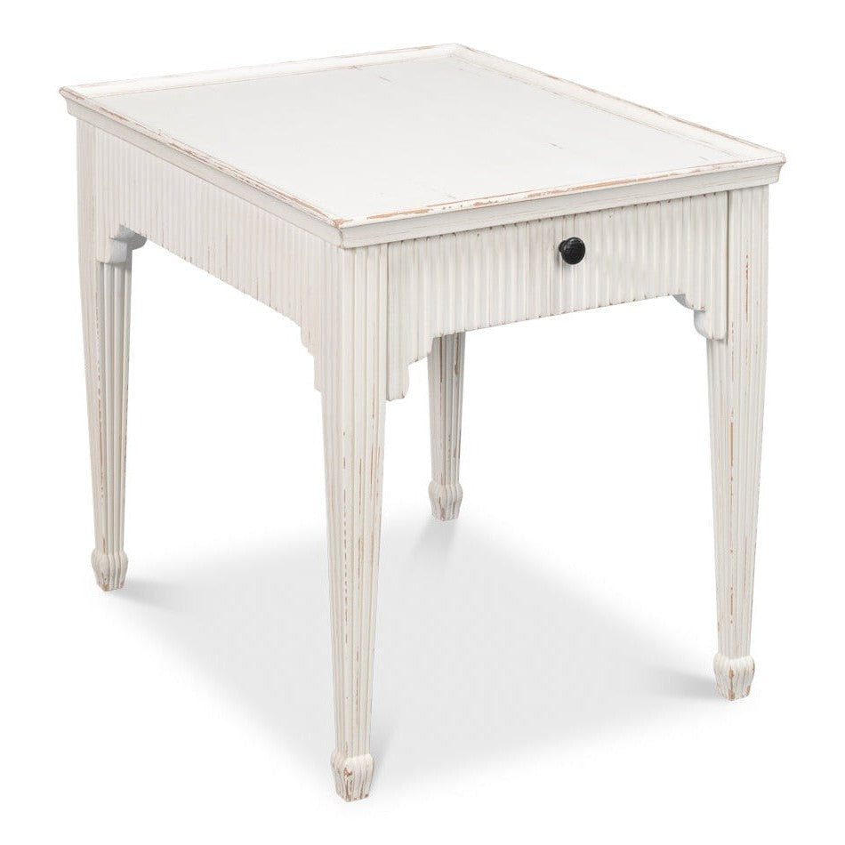 Jude Bungalow Pine White Rectangular Side Table